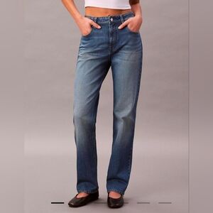 NWT CALVIN KLEIN High Rise Straight Jeans, Aqua Navy, Size 30